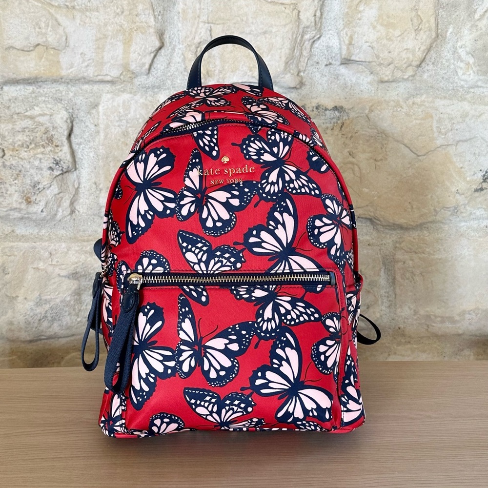 Kate Spade Butterfly Medium Chelsea Nylon Backpack&wallet NWT Authentic - Picture 3 of 15